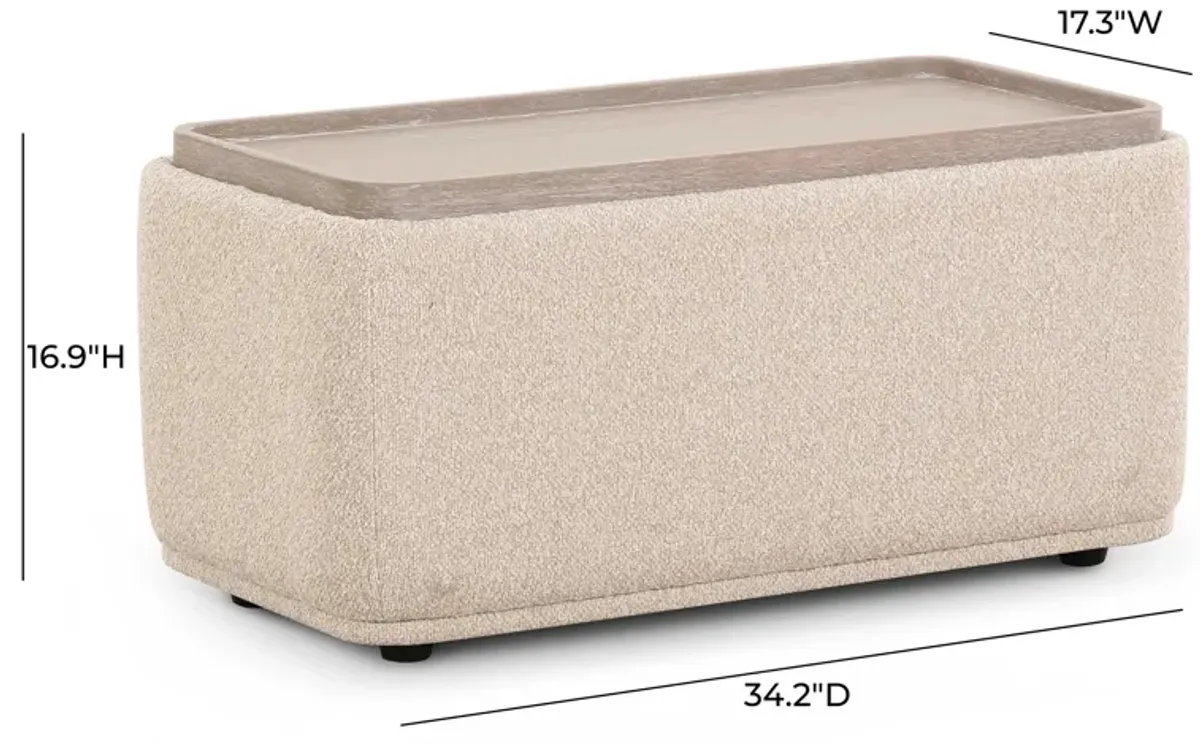 Sylvie Cream Boucle Ottoman Table