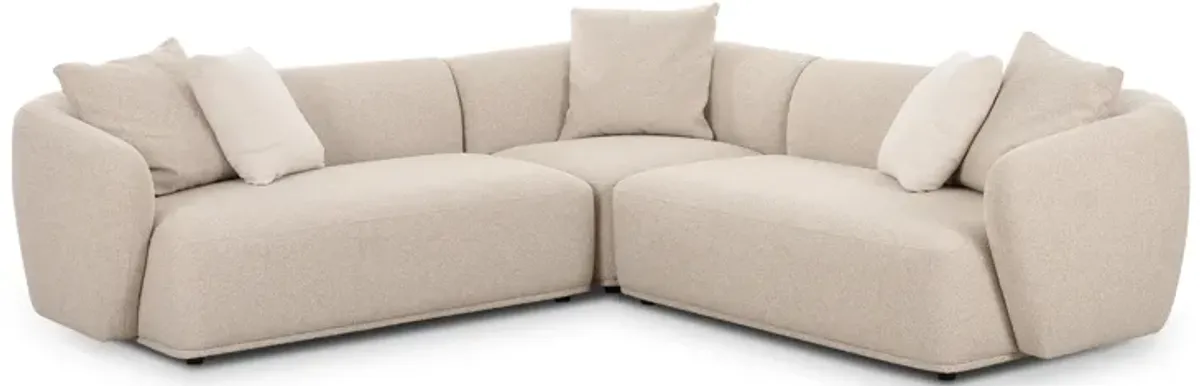 Sylvie Cream Boucle 3-Piece Sectional