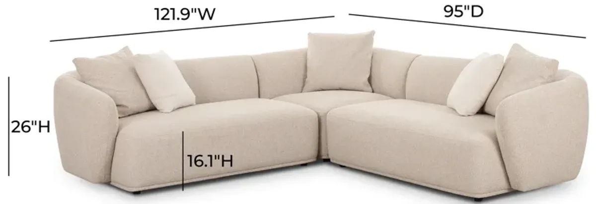 Sylvie Cream Boucle 3-Piece Sectional