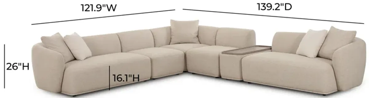 Sylvie Cream Boucle 6-Piece Large Sectional