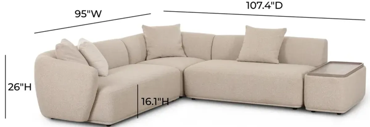 Sylvie Cream Boucle 4-Piece Left Chaise Sectional