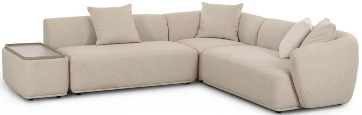 Sylvie Cream Boucle 4-Piece Right Chaise Sectional