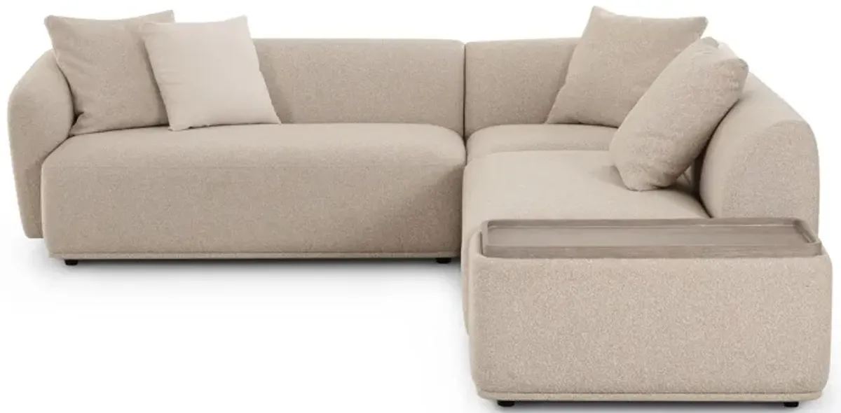 Sylvie Cream Boucle 4-Piece Right Chaise Sectional