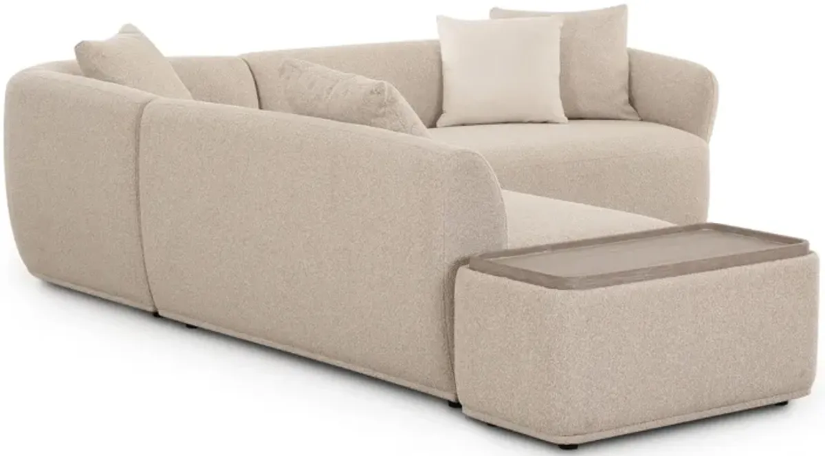 Sylvie Cream Boucle 4-Piece Right Chaise Sectional