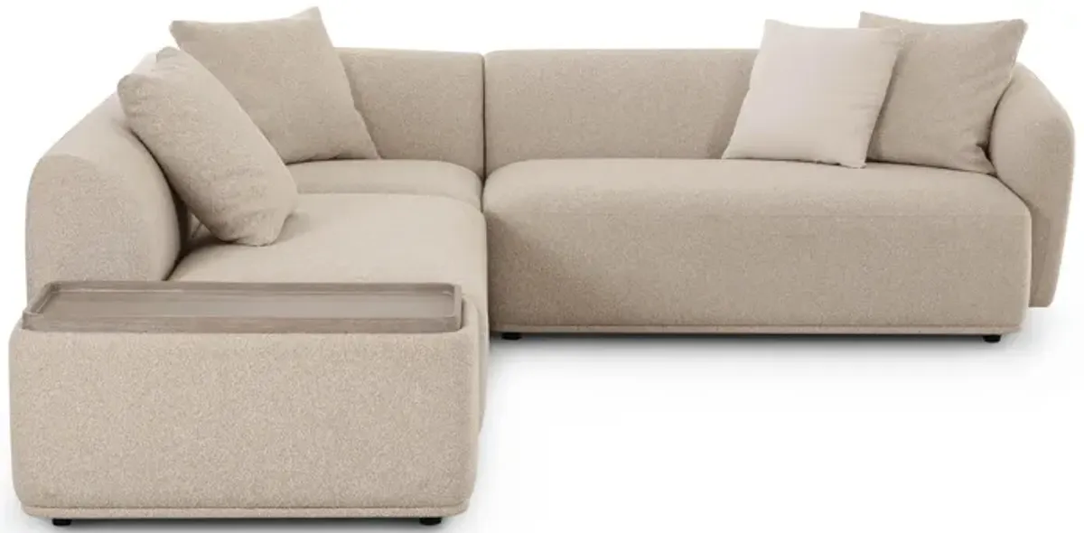 Sylvie Cream Boucle 4-Piece Right Chaise Sectional