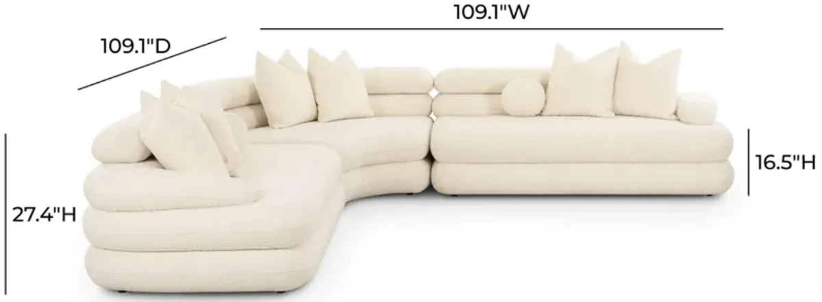 Lulu Cream Boucle Modular Curved Sectional