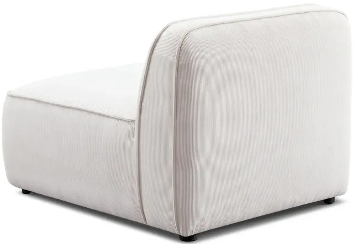 Travie White Sand Performance Corduroy Velvet Armless Chair