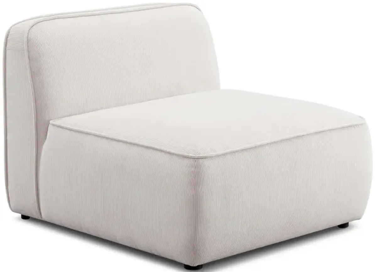 Travie White Sand Performance Corduroy Velvet Armless Chair