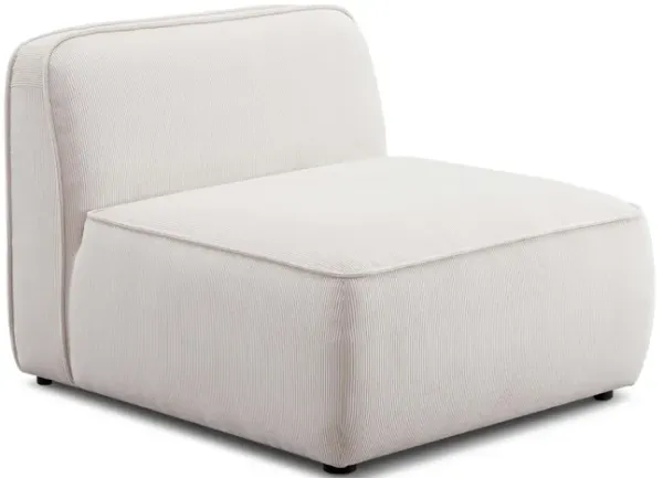 Travie White Sand Performance Corduroy Velvet Armless Chair