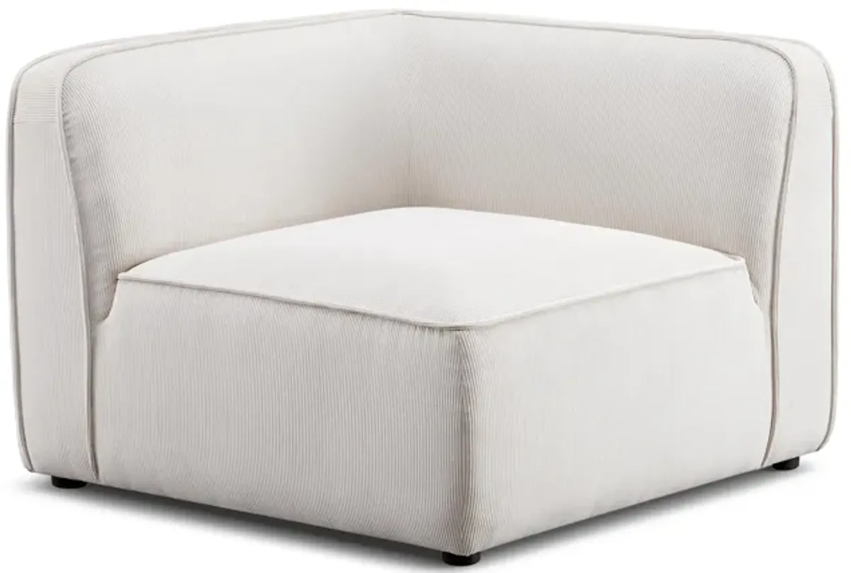 Travie White Sand Performance Corduroy Velvet Corner Chair