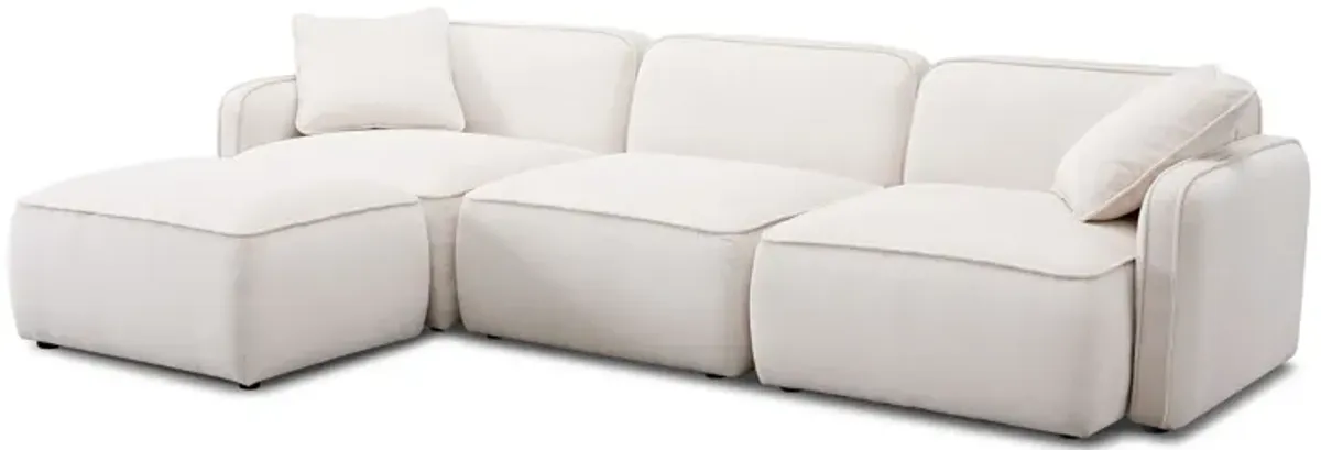 Travie White Sand Performance Corduroy Velvet 4-Piece Modular Sectional