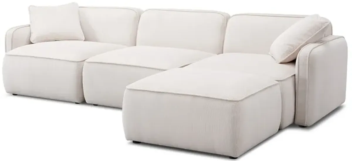 Travie White Sand Performance Corduroy Velvet 4-Piece Modular Sectional