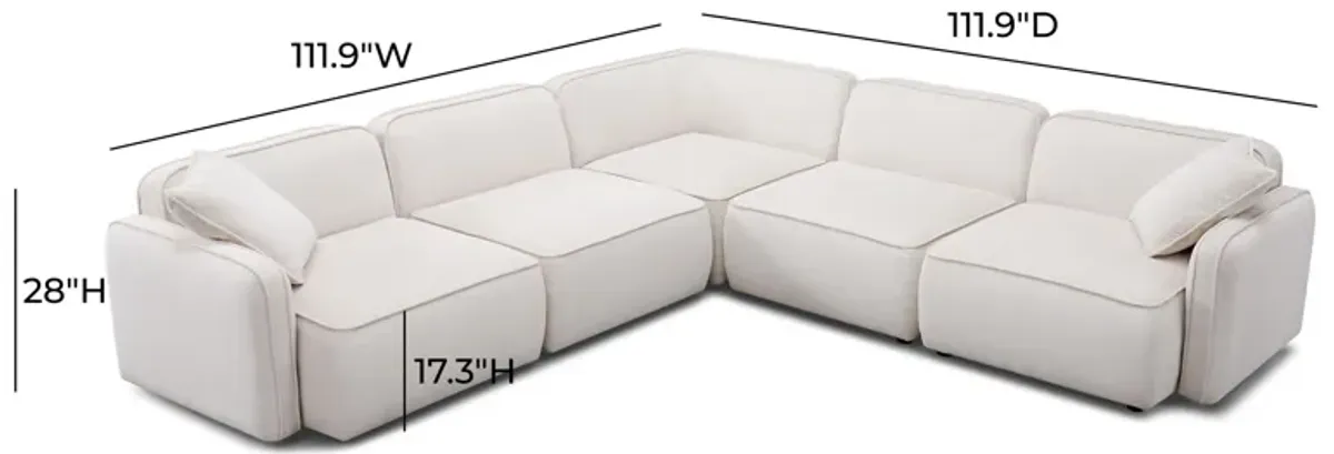 Travie White Sand Performance Corduroy Velvet Modular L-Sectional