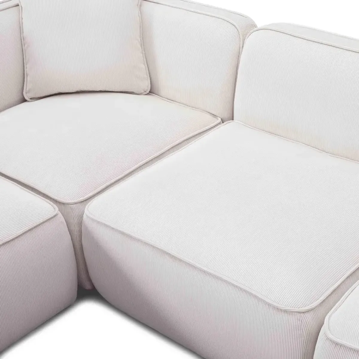 Travie White Sand Performance Corduroy Velvet Modular L-Sectional