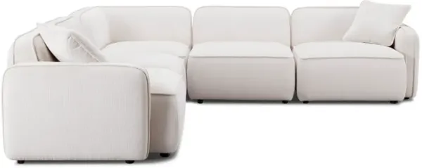 Travie White Sand Performance Corduroy Velvet Modular L-Sectional