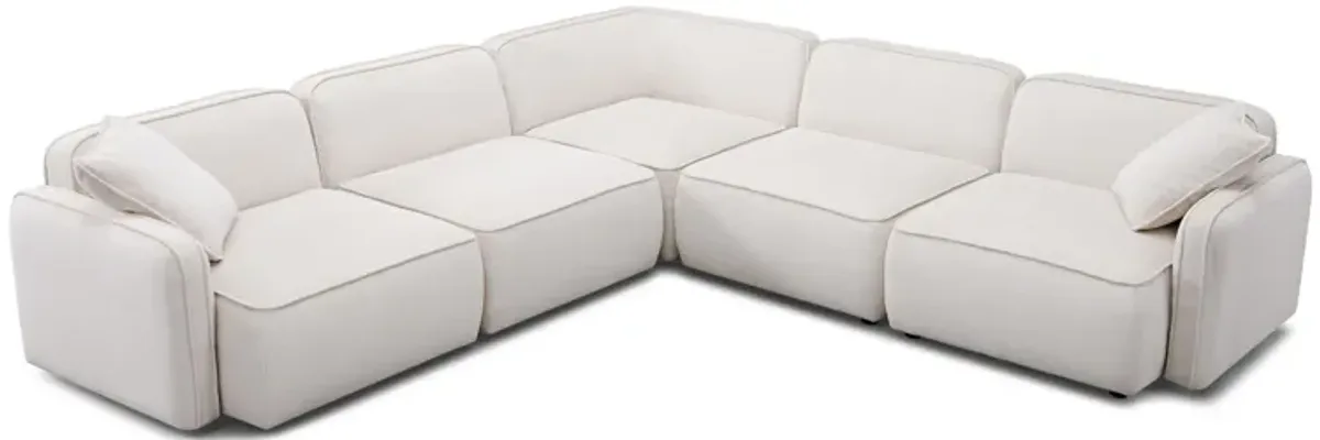 Travie White Sand Performance Corduroy Velvet Modular L-Sectional