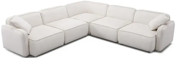Travie White Sand Performance Corduroy Velvet Modular L-Sectional