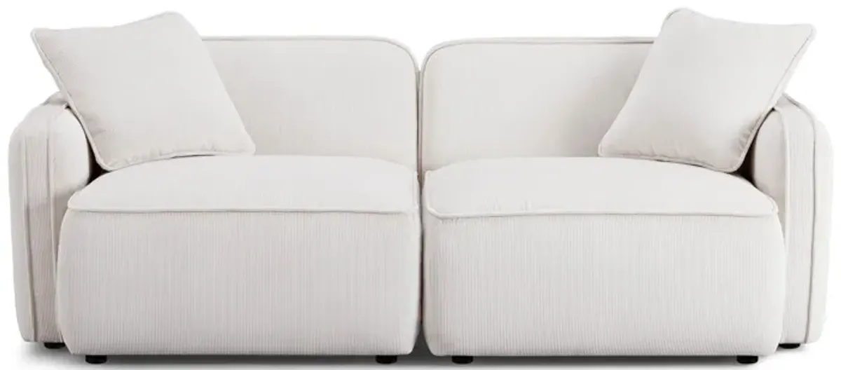 Travie White Sand Performance Corduroy Velvet Modular Loveseat