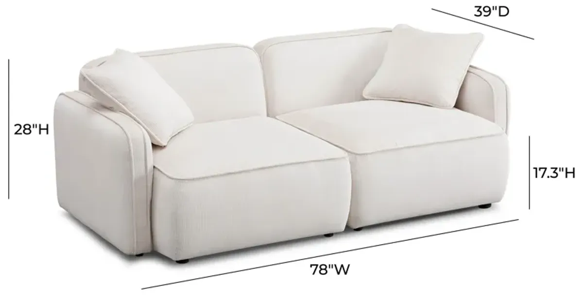 Travie White Sand Performance Corduroy Velvet Modular Loveseat