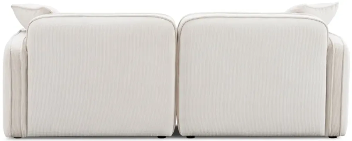 Travie White Sand Performance Corduroy Velvet Modular Loveseat
