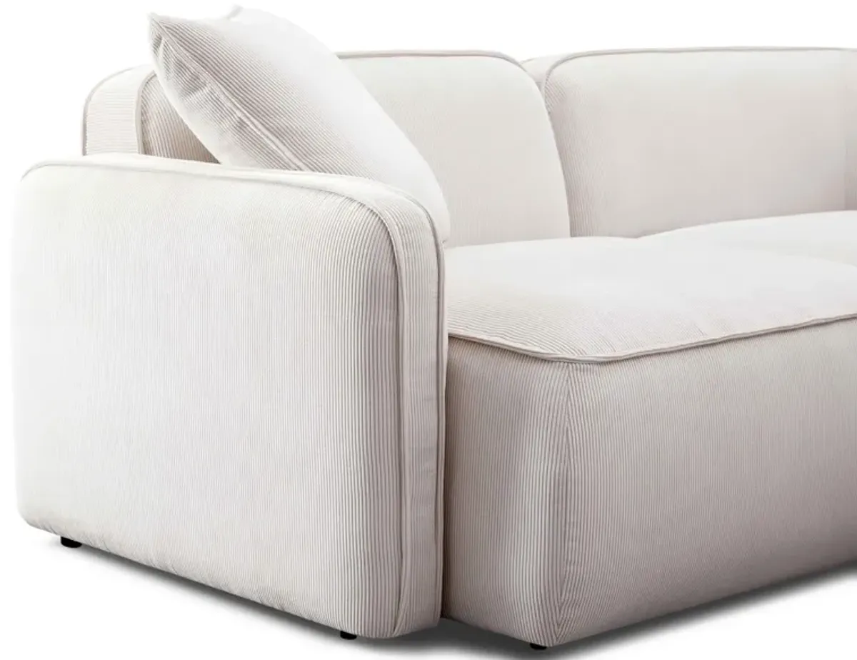 Travie White Sand Performance Corduroy Velvet Modular Loveseat