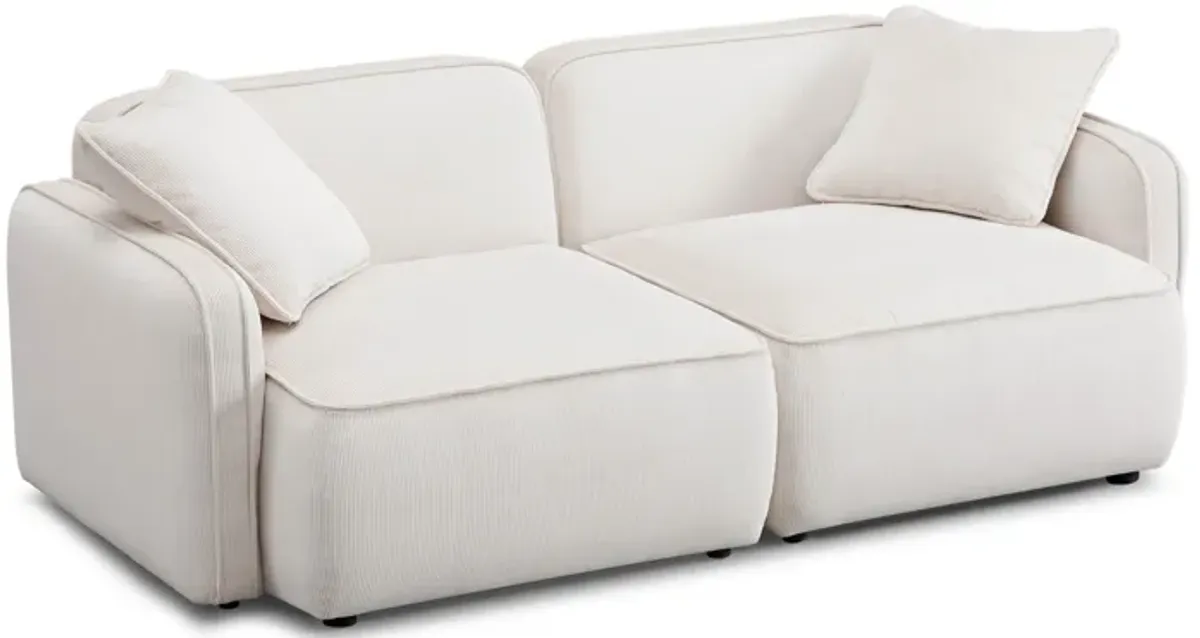 Travie White Sand Performance Corduroy Velvet Modular Loveseat