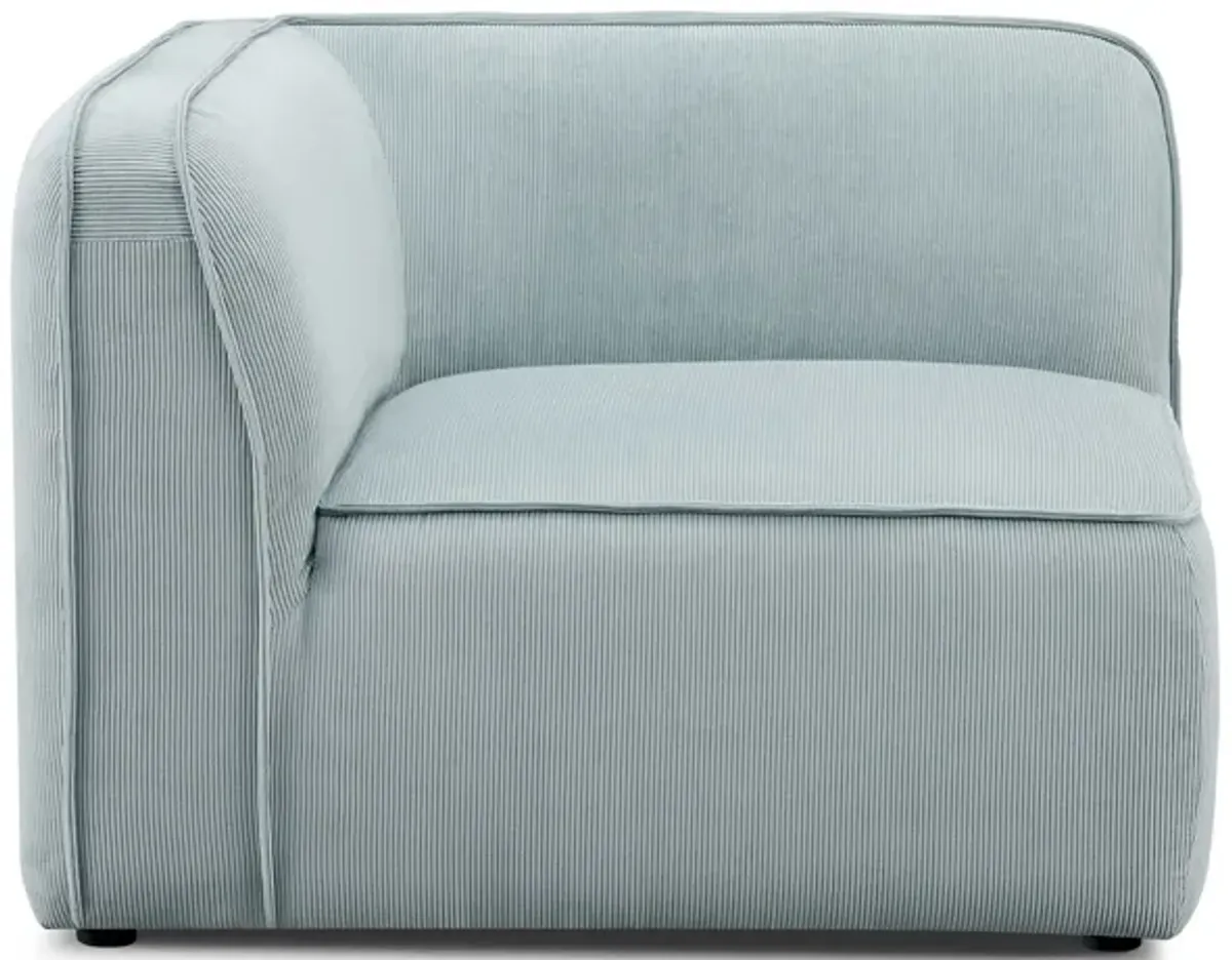Travie Sea Blue Performance Corduroy Velvet Corner Chair