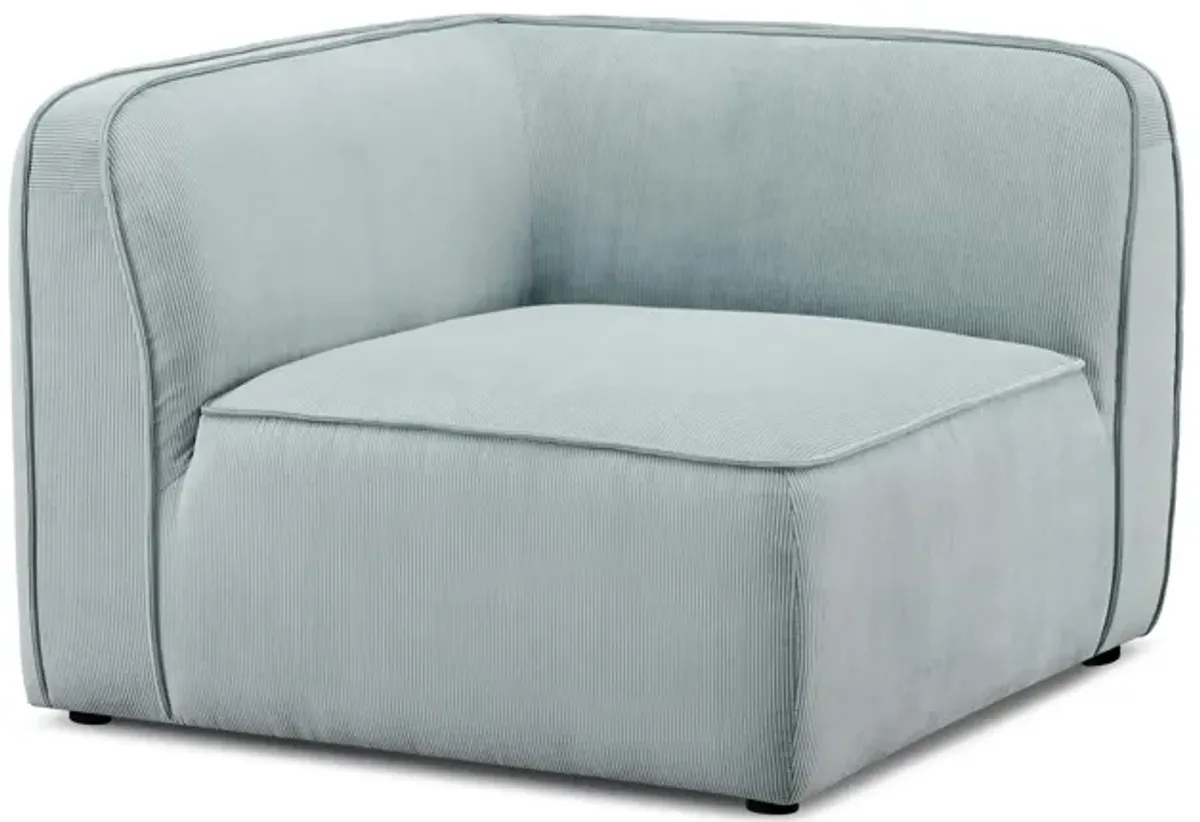 Travie Sea Blue Performance Corduroy Velvet Corner Chair