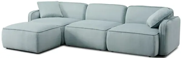 Travie Sea Blue Performance Corduroy Velvet 4-Piece Modular Sectional
