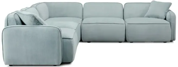 Travie Sea Blue Performance Corduroy Velvet Modular L-Sectional