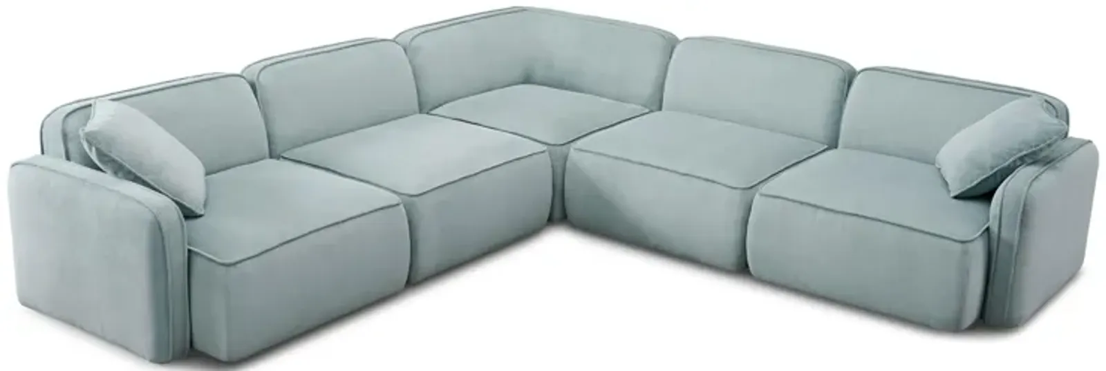 Travie Sea Foam Performance Corduroy Velvet Modular L-Sectional