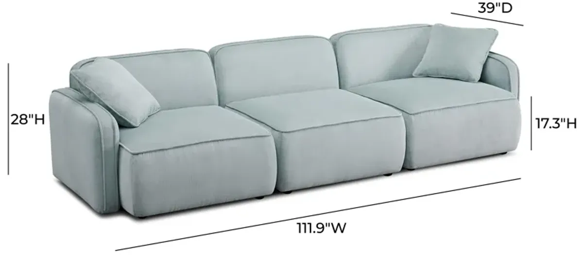 Travie Light Green Performance Corduroy Velvet Modular Sofa