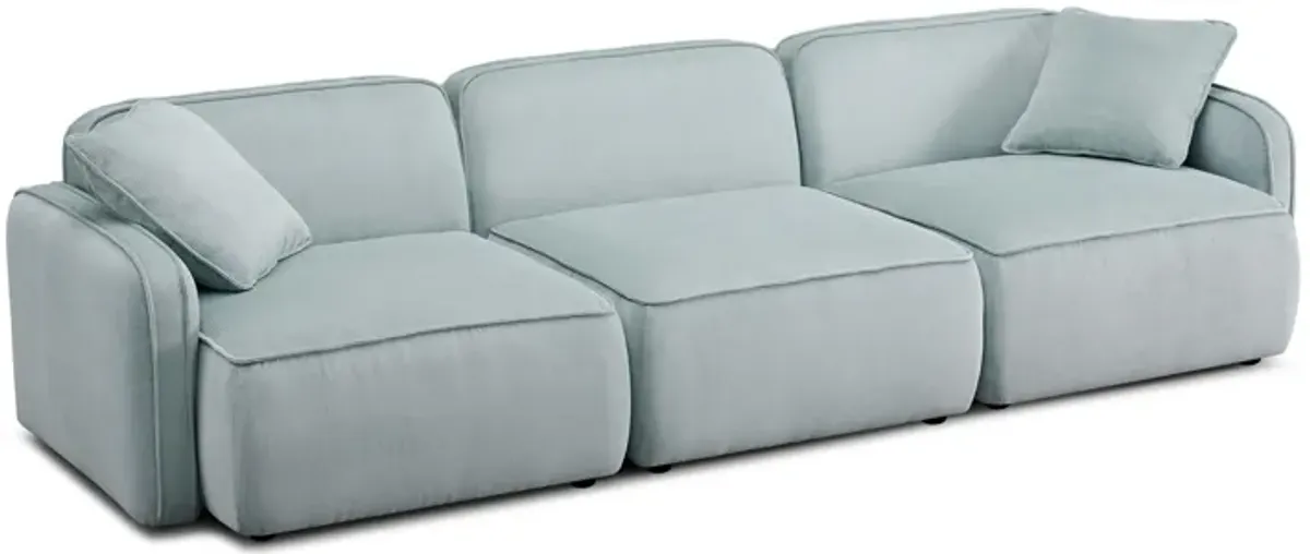 Travie Light Green Performance Corduroy Velvet Modular Sofa