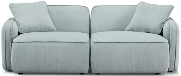 Travie Sea Blue Performance Corduroy Velvet Modular Loveseat