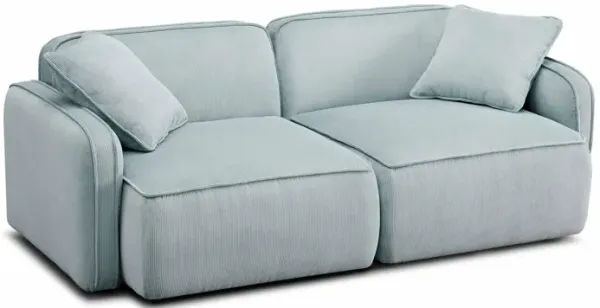 Travie Sea Blue Performance Corduroy Velvet Modular Loveseat