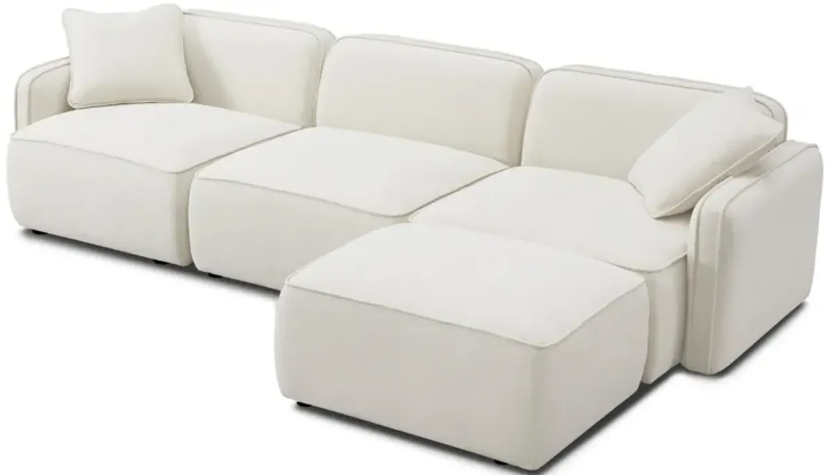 Travie Sand Upcycled Linen 4-Piece Modular Sectional