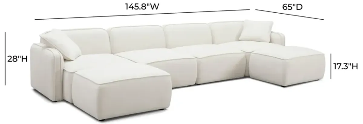 Travie Sand Upcycled Linen 6-Piece Modular U-Sectional