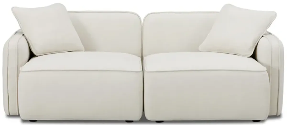 Travie Sand Upcycled Linen Modular Loveseat