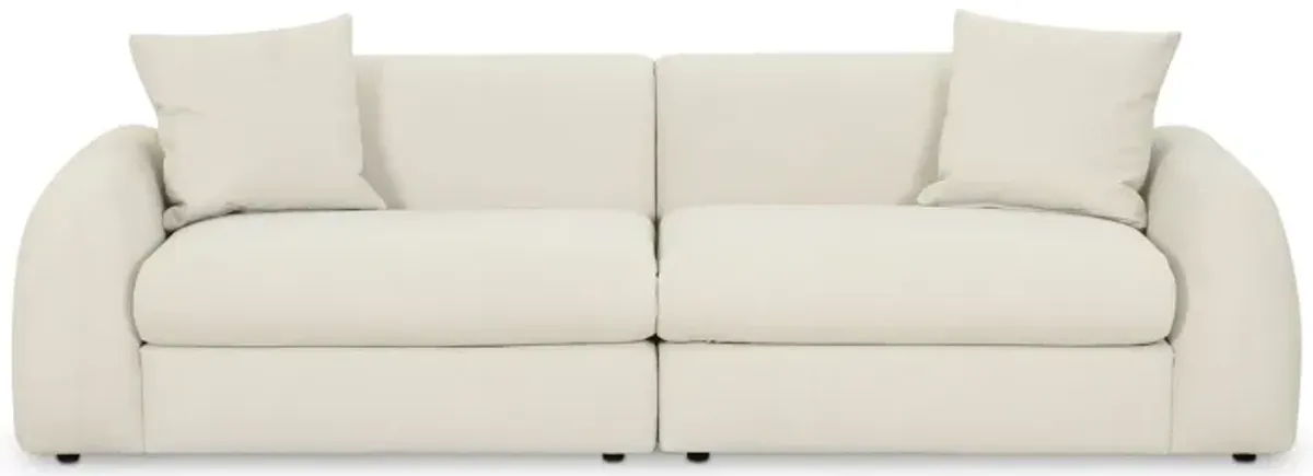 Kourtney Cream Faux Mohair 100 inch Sofa