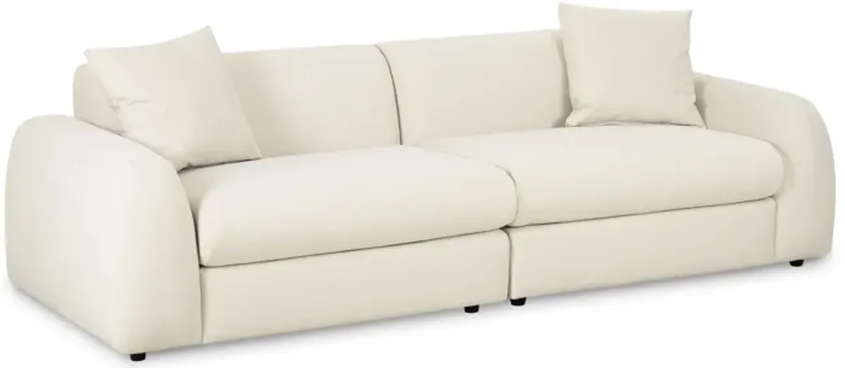 Kourtney Cream Faux Mohair 100 inch Sofa