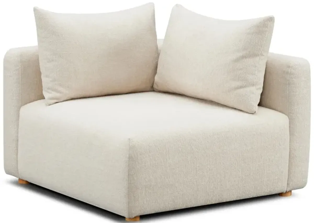 Hangover Cream Heavy Textured Fabric Modular Corner Chair