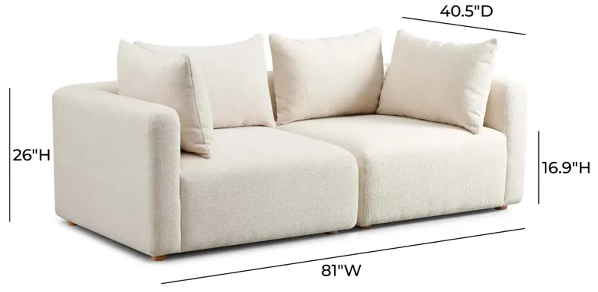 Hangover Cream Heavy Textured Fabric Loveseat