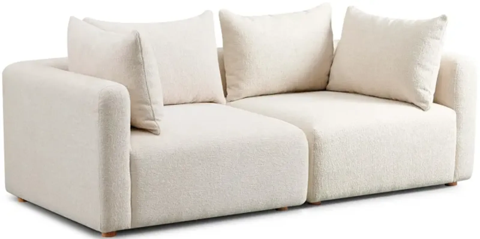 Hangover Cream Heavy Textured Fabric Loveseat