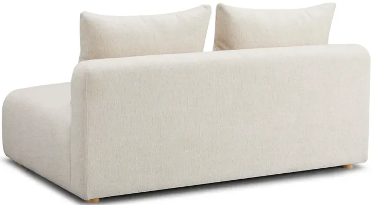 Hangover Cream Heavy Textured Fabric Modular Loveseat