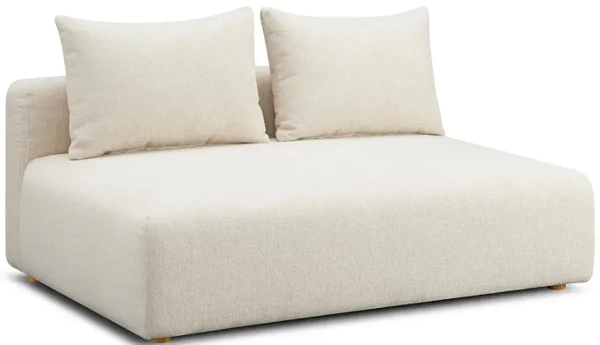 Hangover Cream Heavy Textured Fabric Modular Loveseat