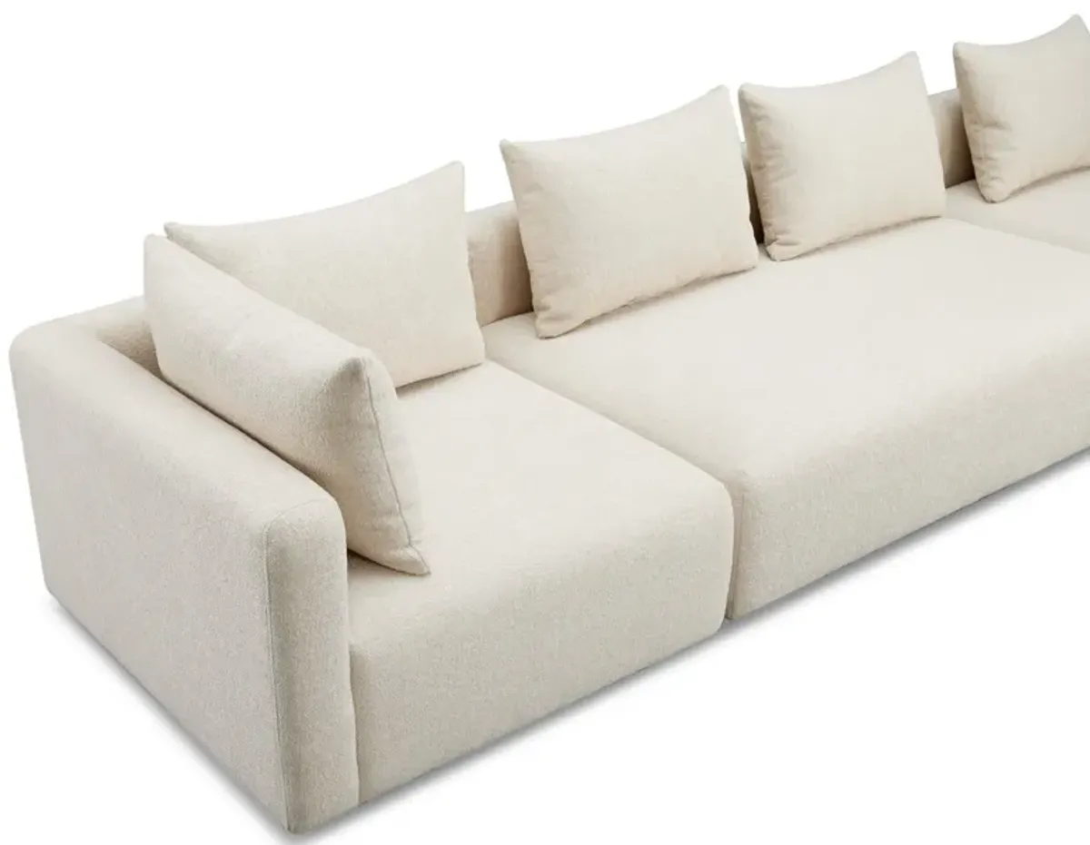 Hangover Cream Heavy Textured Fabric 145" Long Sofa