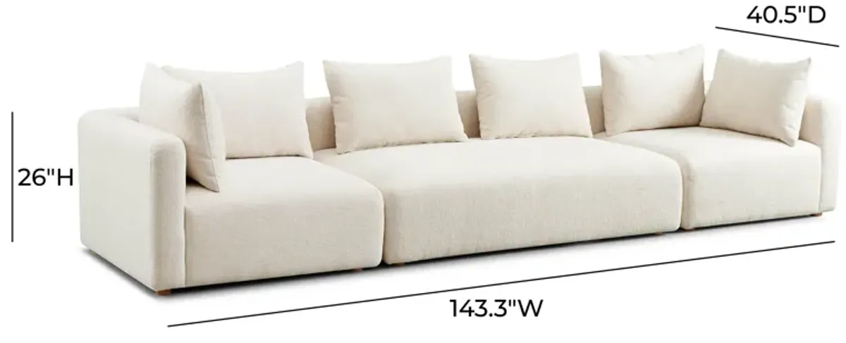 Hangover Cream Heavy Textured Fabric 145" Long Sofa