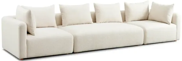 Hangover Cream Heavy Textured Fabric 145 inch Long Sofa