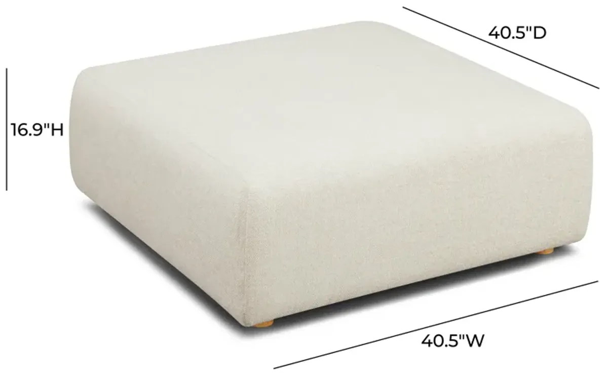 Hangover Cream Heavy Textured Fabric Ottoman