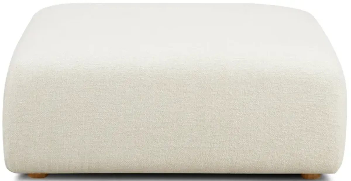 Hangover Cream Heavy Textured Fabric Ottoman